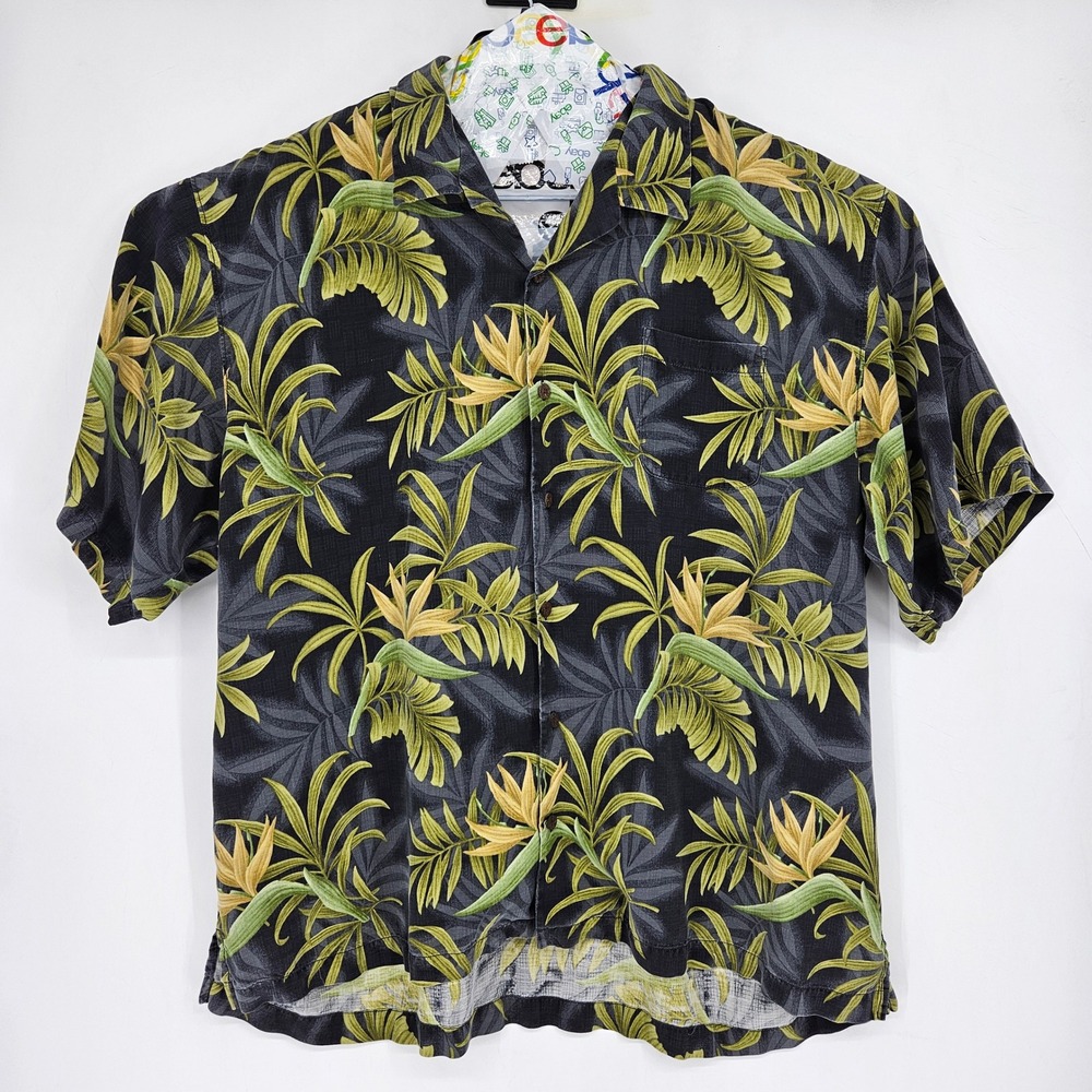 Tommy Bahama Shirt Mens XXL Floral Silk Hawaiian Camp All Over Print Button‎ Up